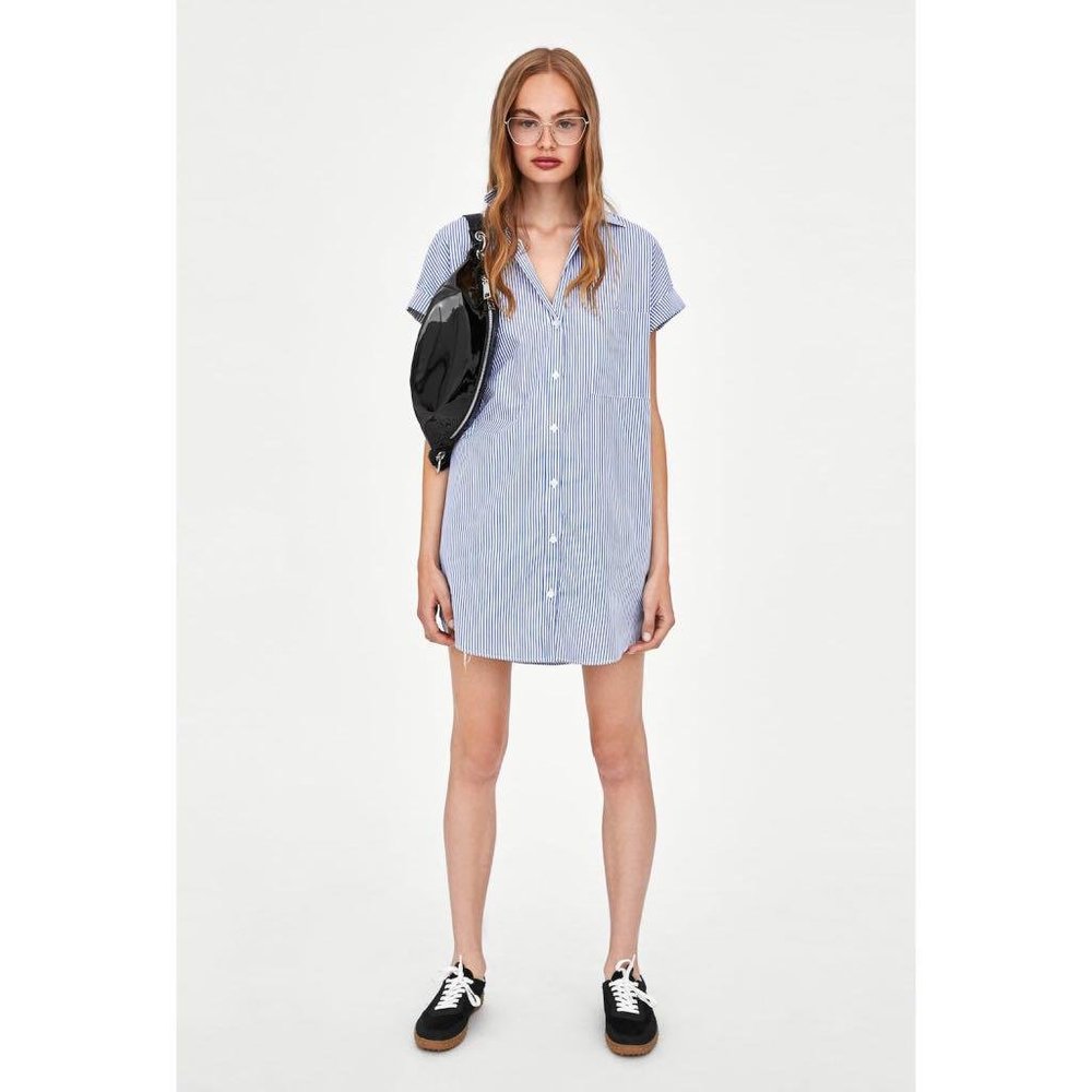 Zara TRF Trafaluc Striped Shirt Dress w/ Pockets!